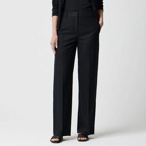 NWOT J.Crew Factory Petite Linen-Blend Remy Wide-Leg Pant Black Size 2 Petite